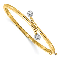 Thumbnail for 14k Two-tone VS Diamond Hinged Bangle