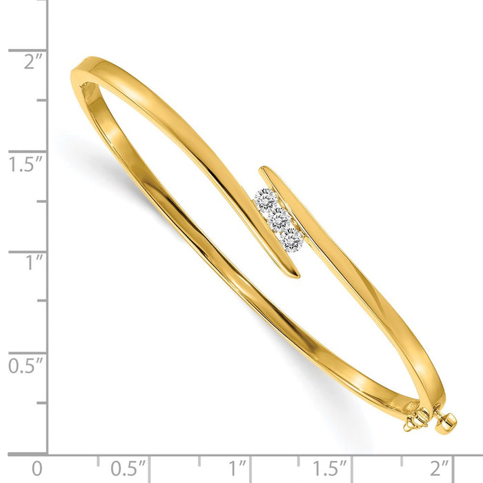 14k AAA Diamond Hinged Bangle