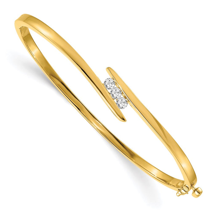 14k AAA Diamond Hinged Bangle