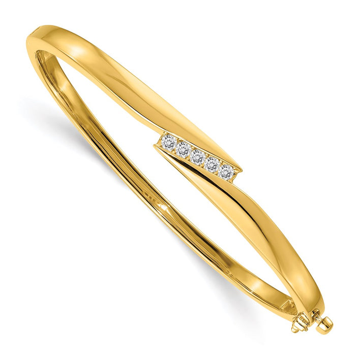 14k AA Diamond Hinged Bangle