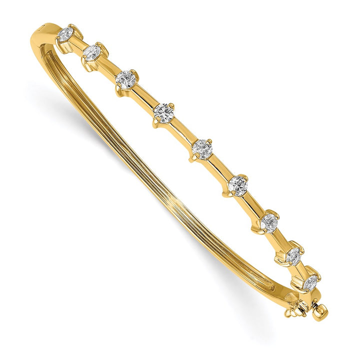 14k AAA Diamond Hinged Bangle