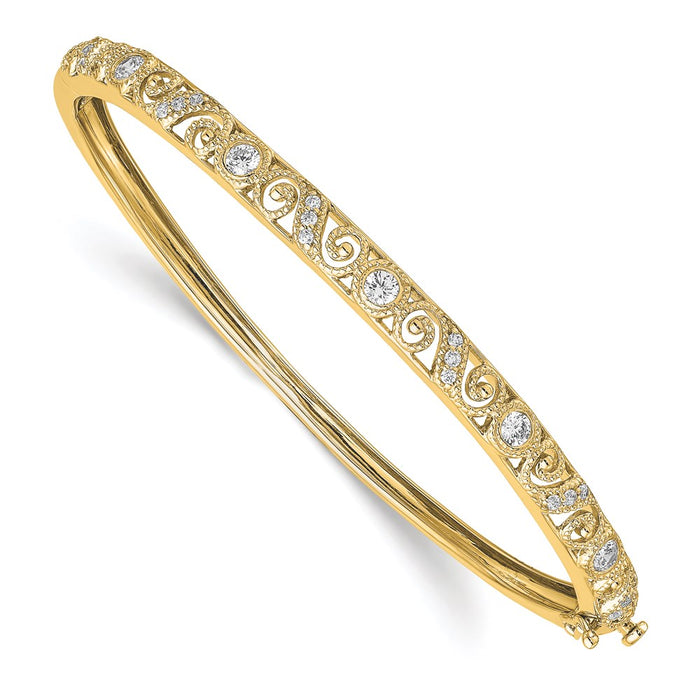 14k A Diamond Hinged Bangle