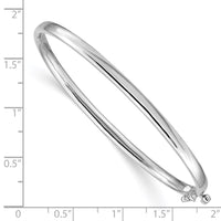 Thumbnail for 14k White Gold 3.6mm Polished Solid Hinged Bangle Bracelet