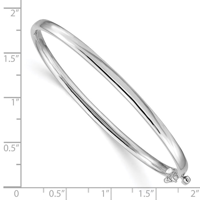 14k White Gold 3.6mm Polished Solid Hinged Bangle Bracelet