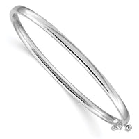 Thumbnail for 14k White Gold 3.6mm Polished Solid Hinged Bangle Bracelet