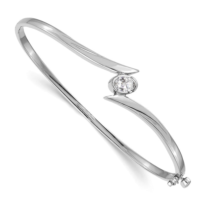 14k White Gold VS Diamond Hinged Bangle