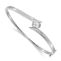 Thumbnail for 14k White Gold AAA Diamond Hinged Bangle