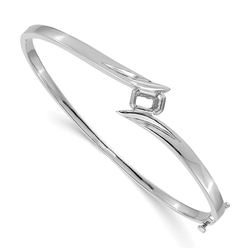 14k White Gold Hinged Bangle Bracelet Mounting