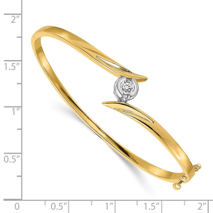 14k Two-tone AA Diamond Hinged Bangle