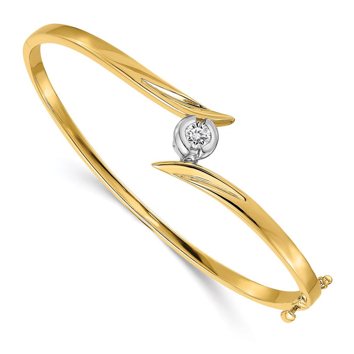 14k Two-tone AA Diamond Hinged Bangle