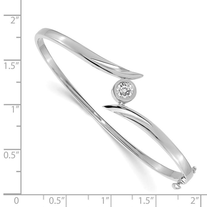 14k White Gold A Diamond Hinged Bangle