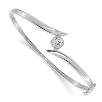 Thumbnail for 14k White Gold VS Diamond Hinged Bangle