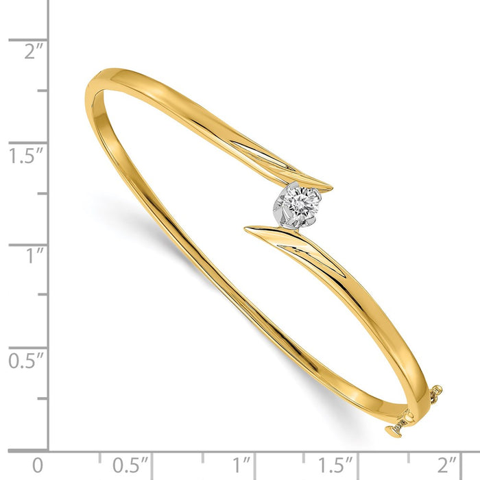 14k Two-tone A Diamond Hinged Bangle