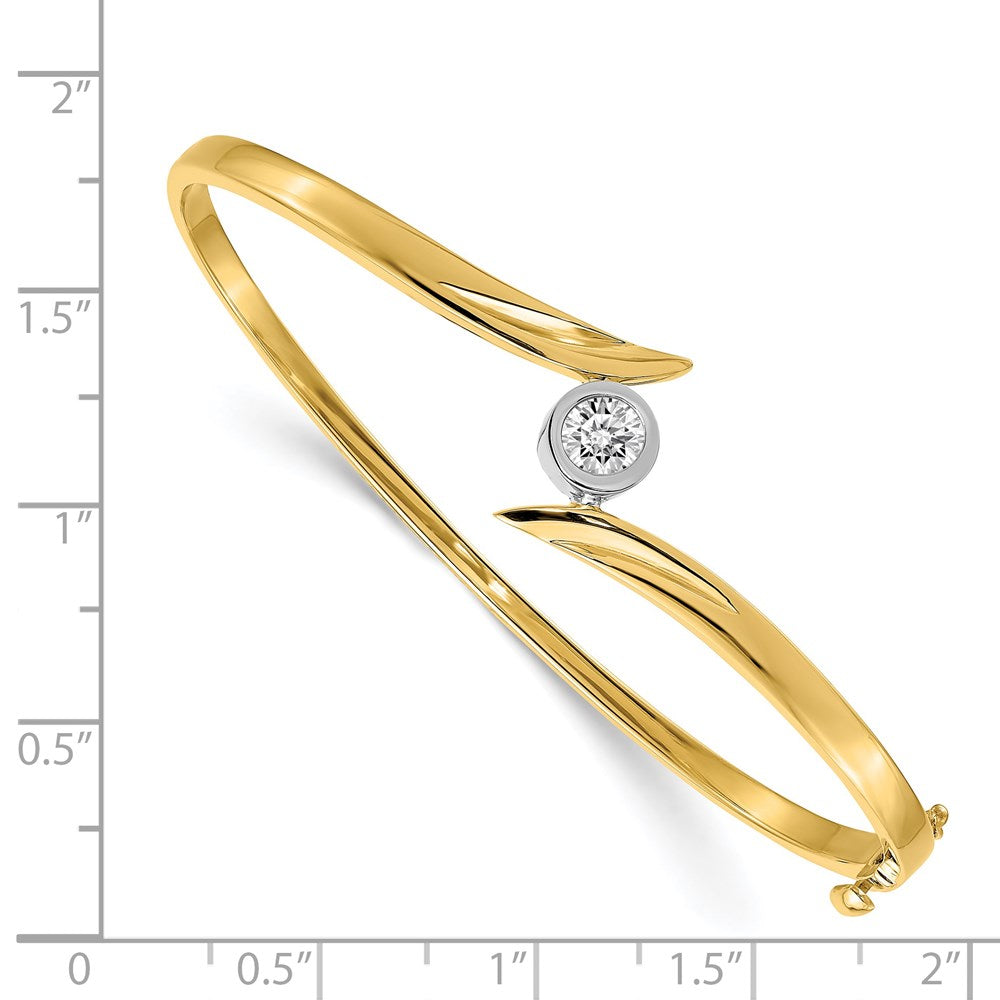 14k Two-tone AA Diamond Hinged Bangle