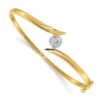 Thumbnail for 14k Two-tone AAA Diamond Hinged Bangle