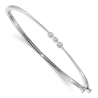 Thumbnail for 14k White Gold VS Diamond Hinged Bangle