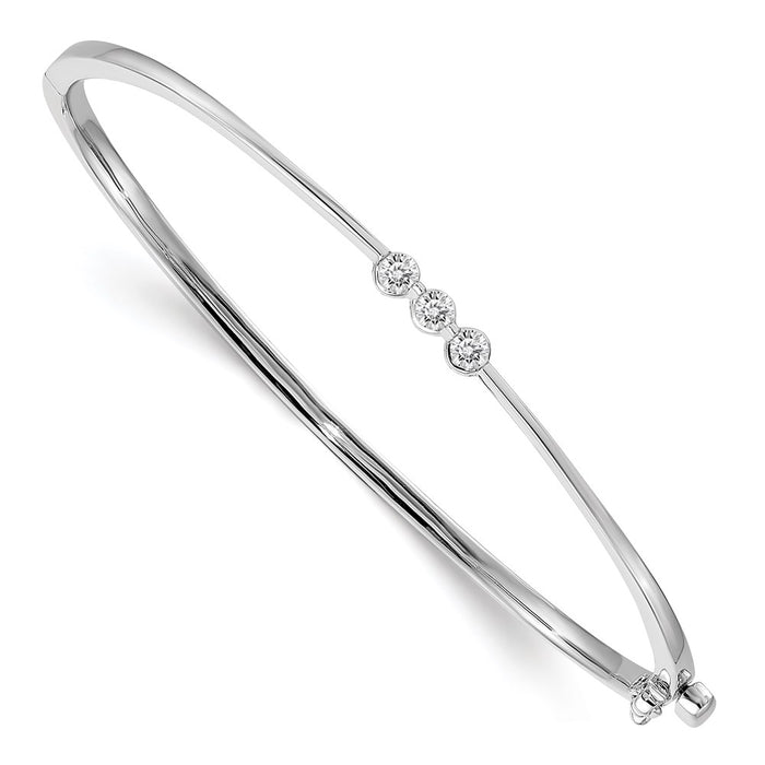 14k White Gold VS Diamond Hinged Bangle