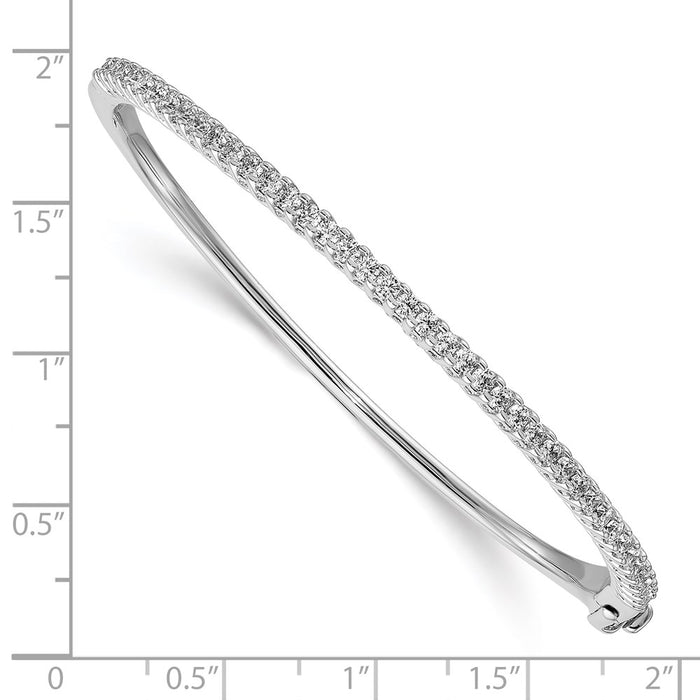 14k White Gold AA Diamond Hinged Bangle