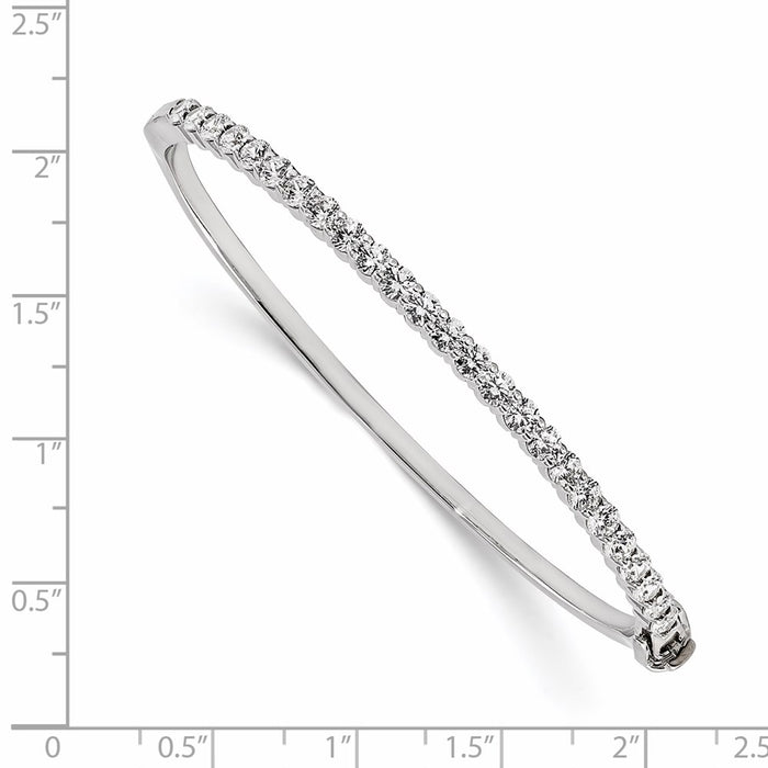 14k White Gold AAA Diamond Hinged Bangle