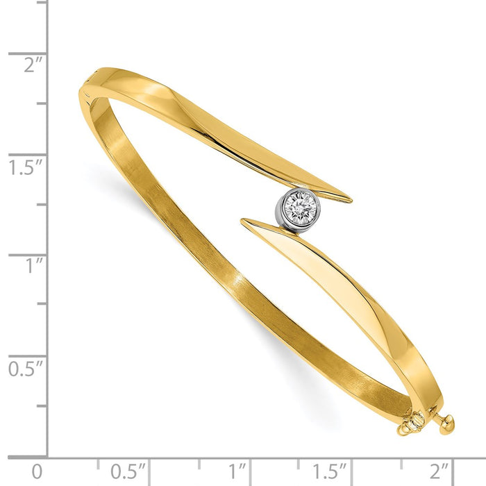 14k Two-tone A Diamond Hinged Bangle