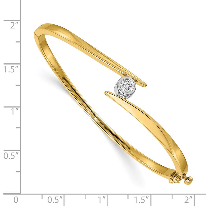 14k Two-tone AAA Diamond Hinged Bangle