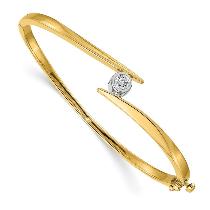 14k Two-tone A Diamond Hinged Bangle