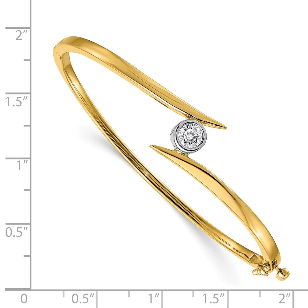 14k Two-tone AAA Diamond Hinged Bangle