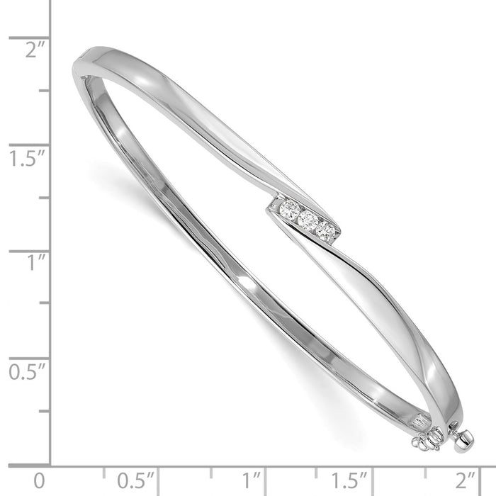 14k White Gold A Diamond Hinged Bangle