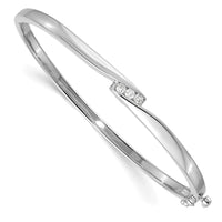 Thumbnail for 14k White Gold A Diamond Hinged Bangle