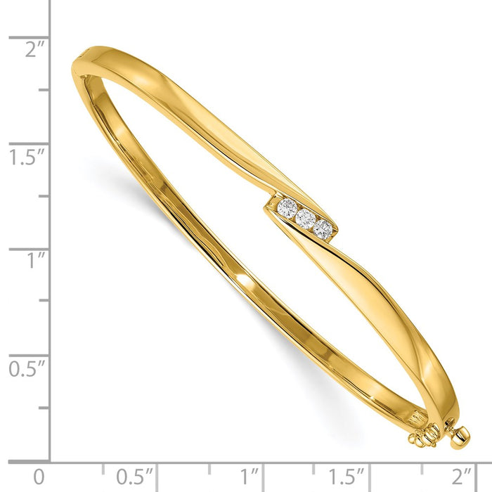 14k AAA Diamond Hinged Bangle