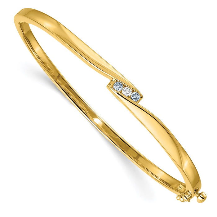 14k AA/Blue Diamond Hinged Bangle