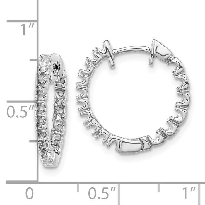 14k White Gold AA Diamond Hinged Hoop Earrings