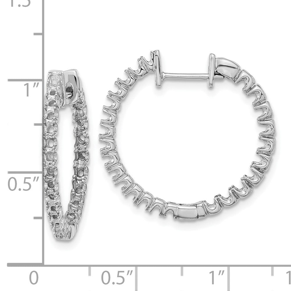 14k White Gold A Diamond Hinged Hoop Earrings