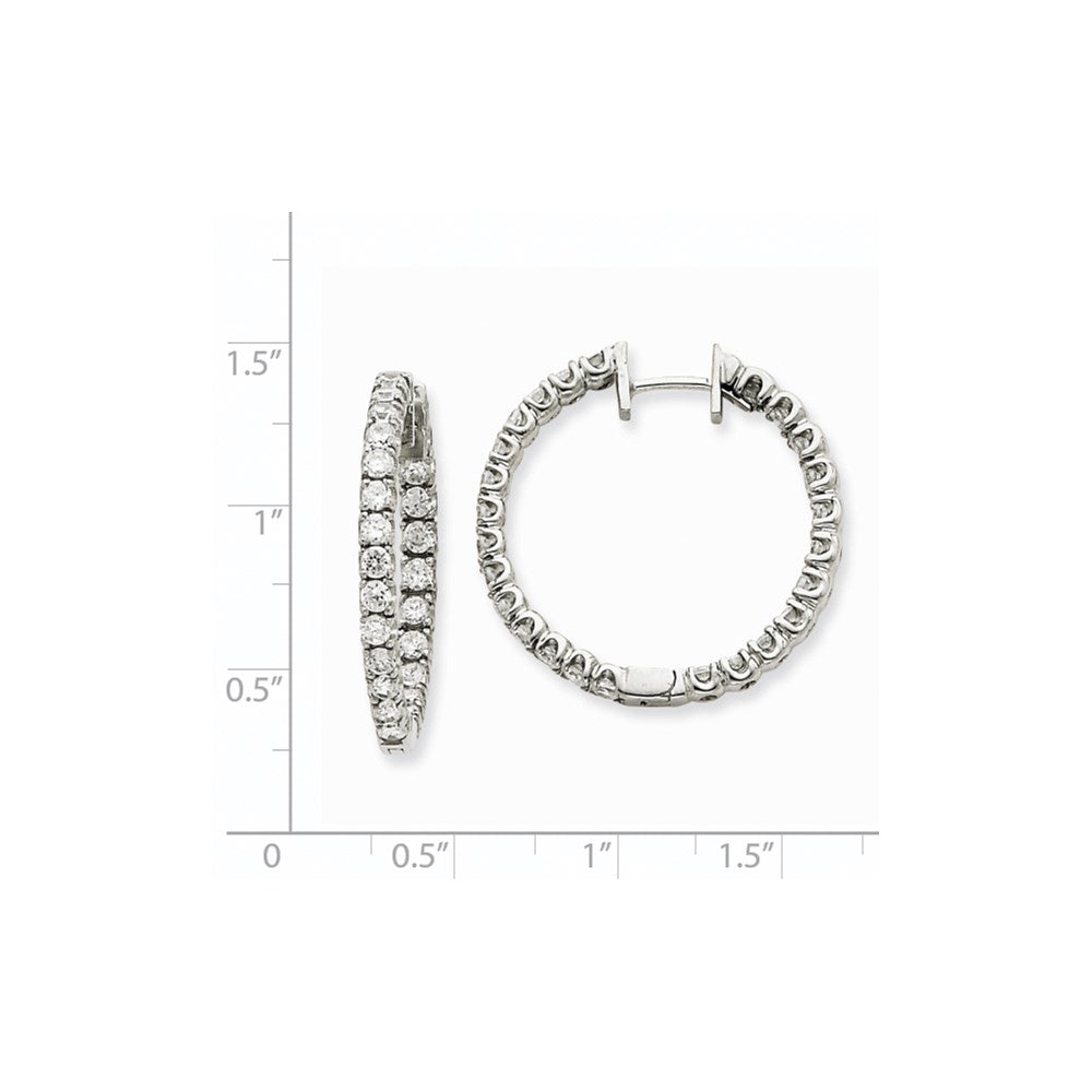14k White Gold A Diamond Hinged Hoop Earrings