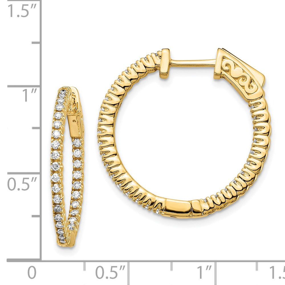 14k Diamond Round Hoop w/Safety Clasp Earrings