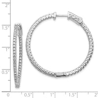 Thumbnail for 14k White Gold Diamond Round Hoop w/Safety Clasp Earrings