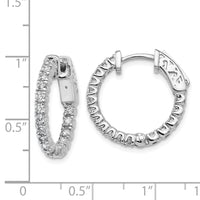 Thumbnail for 14k White Gold Diamond Round Hoop w/Safety Clasp Earrings
