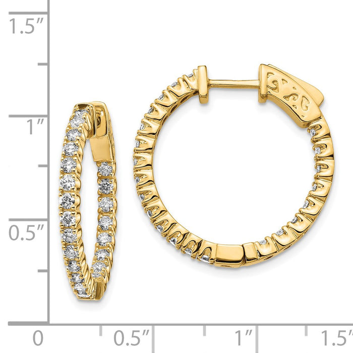 14k Diamond Round Hoop w/Safety Clasp Earrings