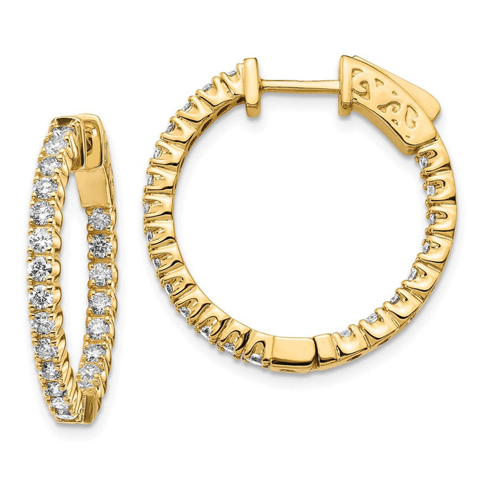 14k Diamond Round Hoop w/Safety Clasp Earrings