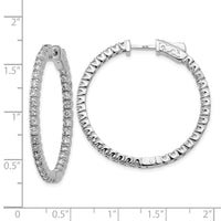 Thumbnail for 14k White Gold Diamond Round Hoop w/Safety Clasp Earrings