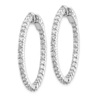 Thumbnail for 14k White Gold Diamond Round Hoop w/Safety Clasp Earrings