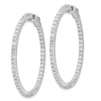Thumbnail for 14k White Gold Diamond Round Hoop w/Safety Clasp Earrings