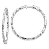 Thumbnail for 14k White Gold Diamond Round Hoop w/Safety Clasp Earrings