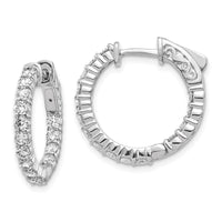 Thumbnail for 14k White Gold Diamond Round Hoop w/Safety Clasp Earrings