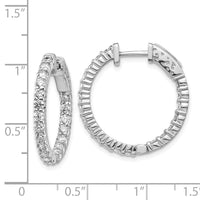 Thumbnail for 14k White Gold Diamond Round Hoop w/Safety Clasp Earrings