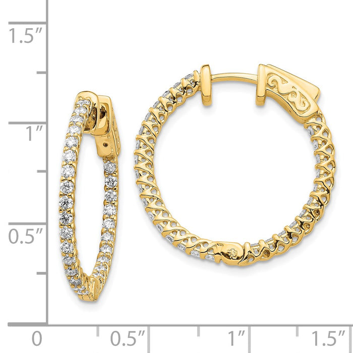 14k Diamond Round Hoop w/Safety Clasp Earrings
