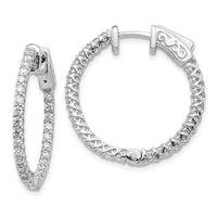 Thumbnail for 14k White Gold Diamond Round Hoop w/Safety Clasp Earrings