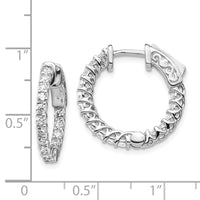 Thumbnail for 14k White Gold Diamond Round Hoop w/Safety Clasp Earrings