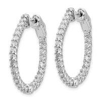 Thumbnail for 14k White Gold Diamond Round Hoop w/Safety Clasp Earrings