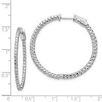 Thumbnail for 14k White Gold Diamond Round Hoop w/Safety Clasp Earrings